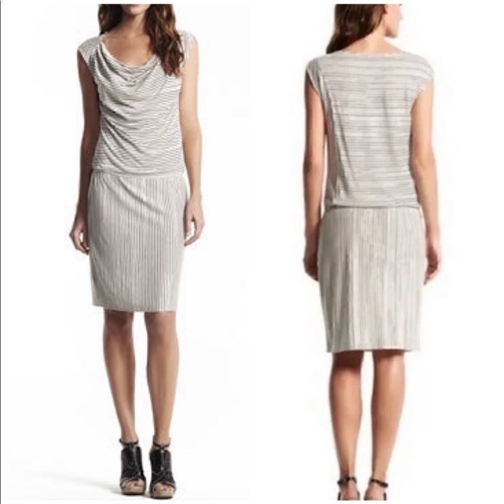 Derek Lam Linen Blend Drop Hem Striped
Relaxed Casual Dress Cream
